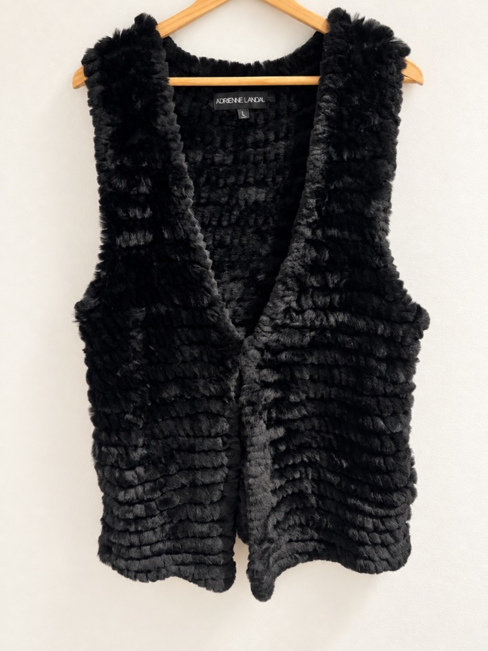 Adrienne Landau Black Fur Vest L